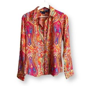 Ralph Lauren Silk Paisley Shirt Blue Label